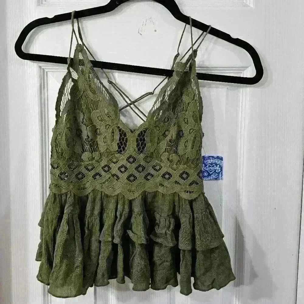 NWT Free People Women’s Adella Camisole Olive Sparrow